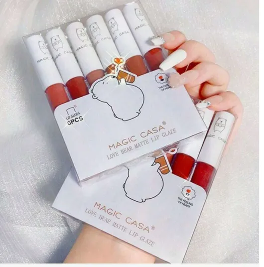 Conjunto de 6 brilhos labiais fofos de urso